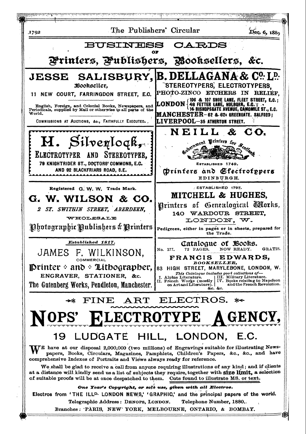 Publishers’ Circular (1880-1890): jS F Y, 1st edition - Bttsiisneiss O^A-De&Ds Of ^Printers, 19ttf&Gt;Tte1)Erg&Gt;, L&Bo&Seher^, &C.