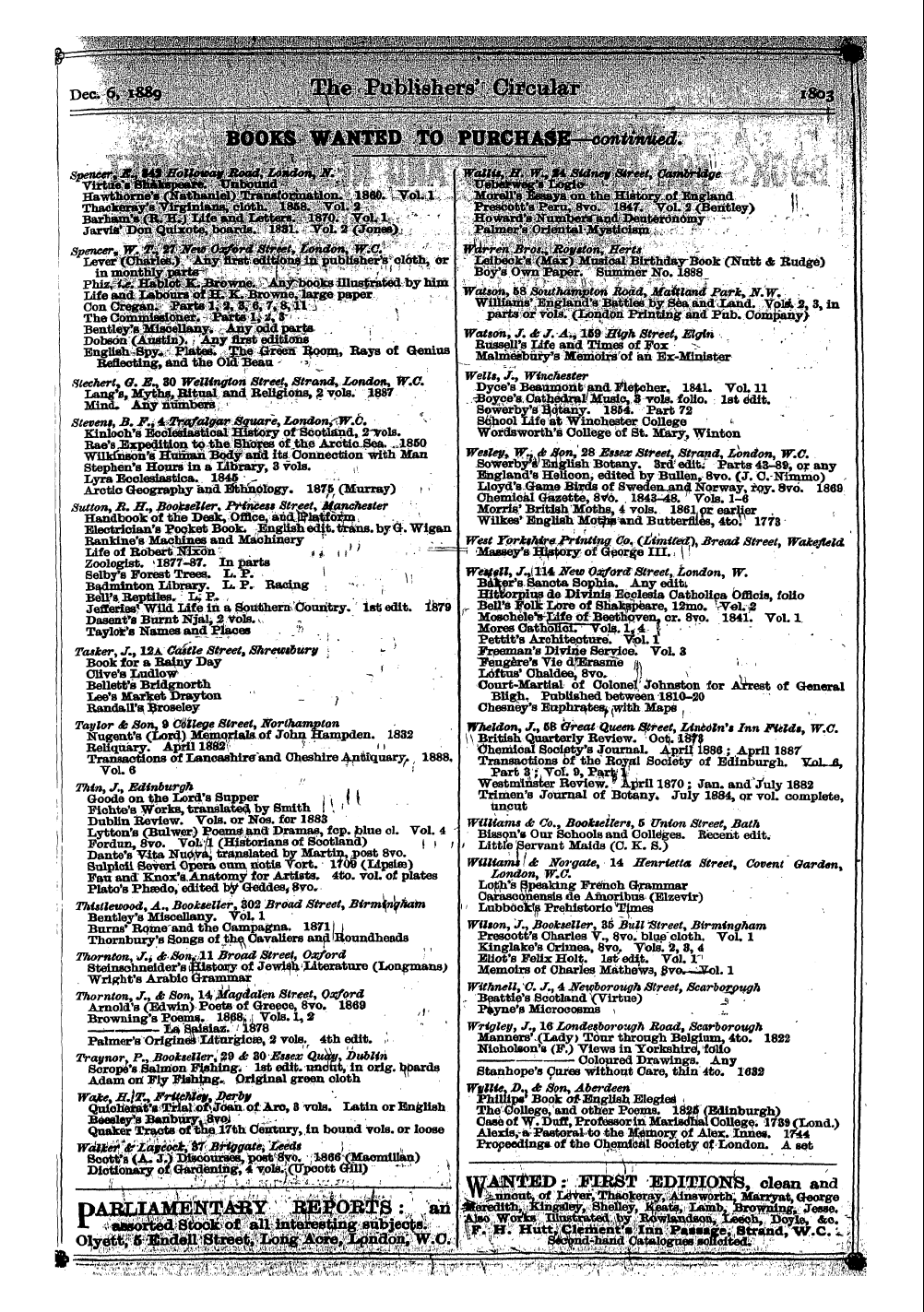 Publishers’ Circular (1880-1890): jS F Y, 1st edition: 401