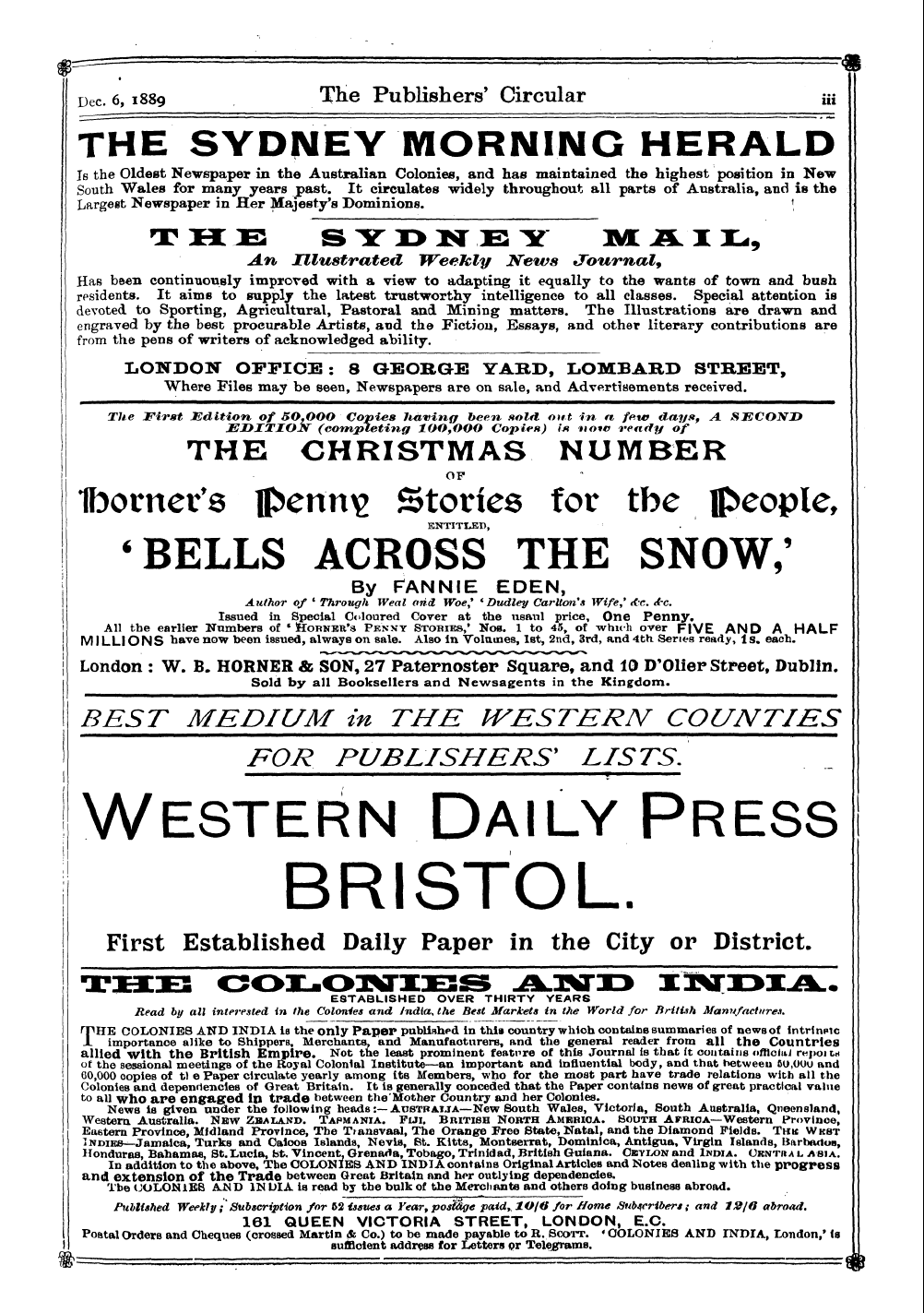 Publishers’ Circular (1880-1890): jS F Y, 1st edition - The Sydney Morning Herald