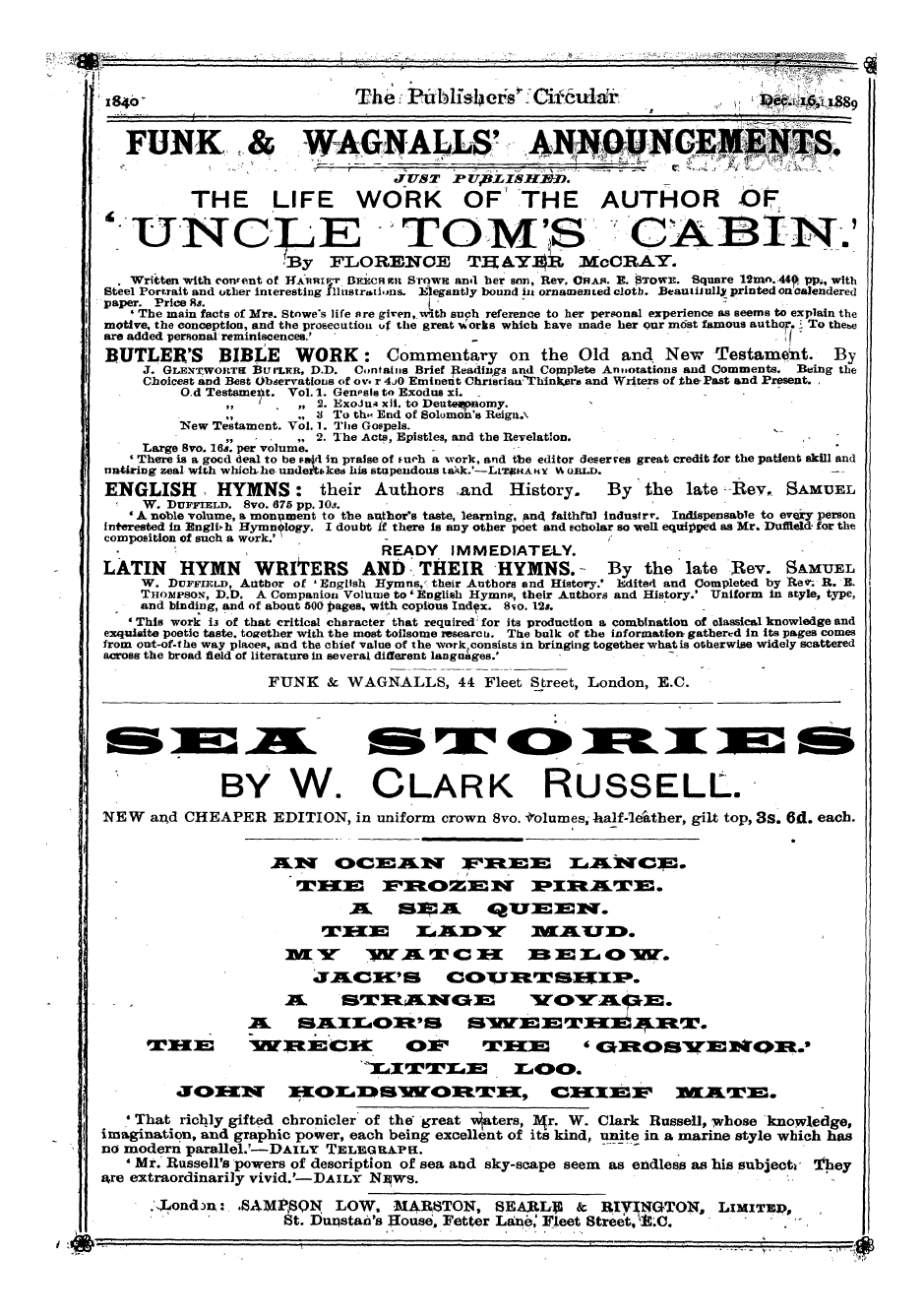 Publishers’ Circular (1880-1890): jS F Y, 1st edition - Ad03801