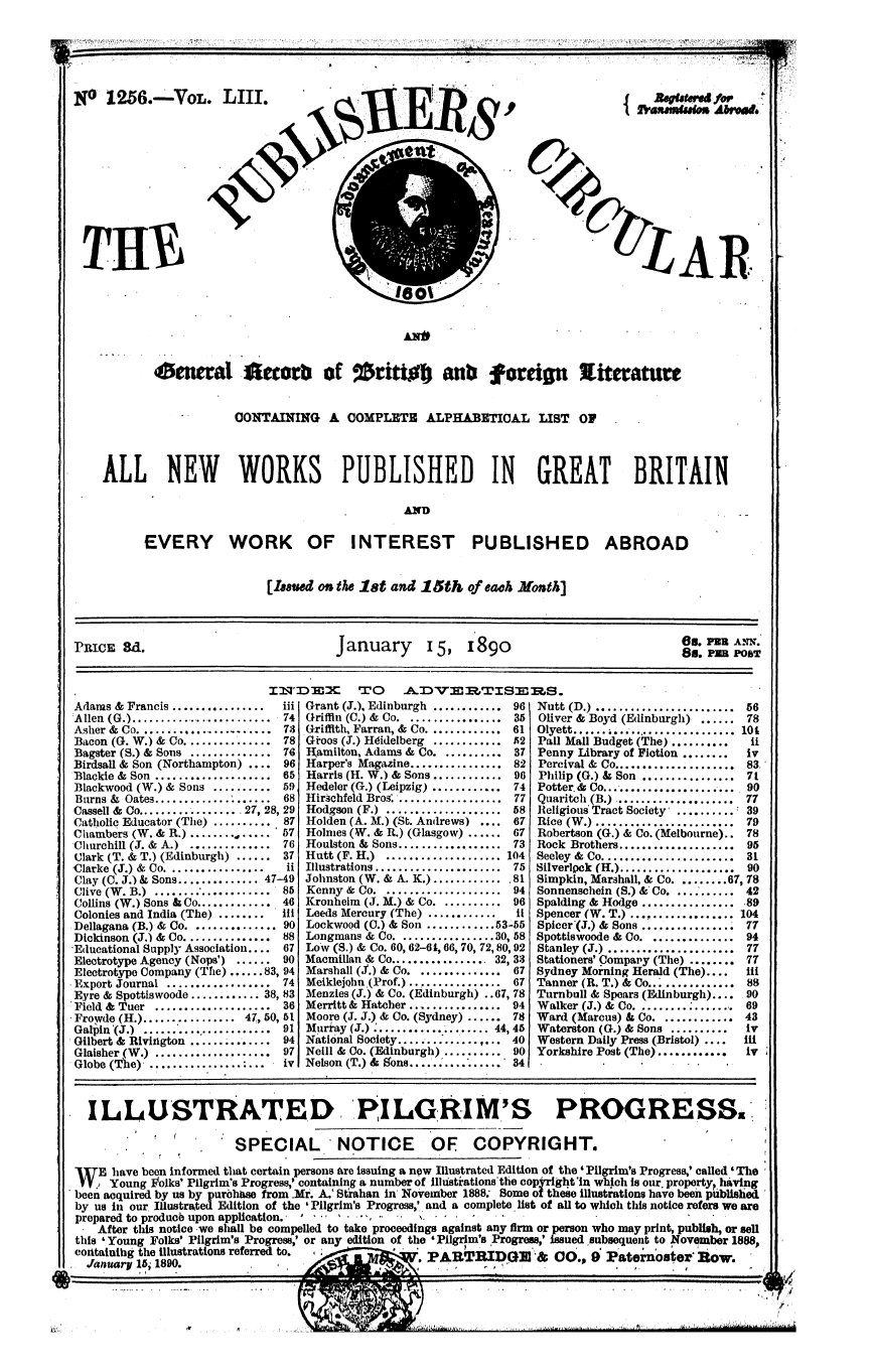 Publishers’ Circular (1880-1890): jS F Y, 1st edition - Arlams Allen(G <Fe .) Francis Iii 74 Gra...