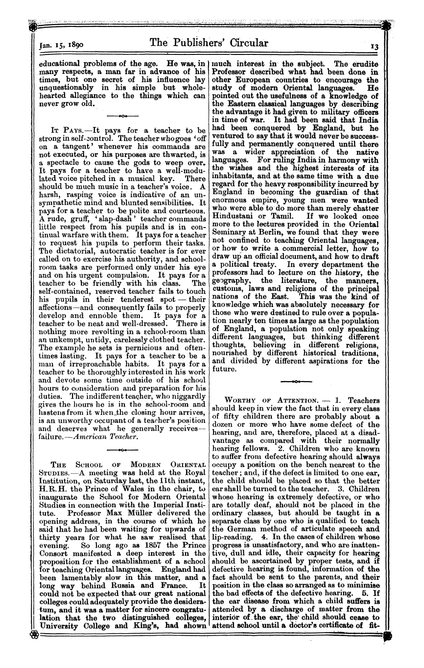 Publishers’ Circular (1880-1890): jS F Y, 1st edition - A Memory Of Edward Turing.*