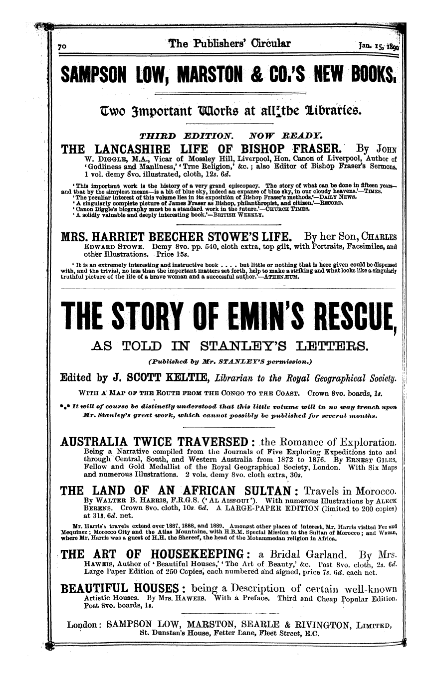 Publishers’ Circular (1880-1890): jS F Y, 1st edition: 72