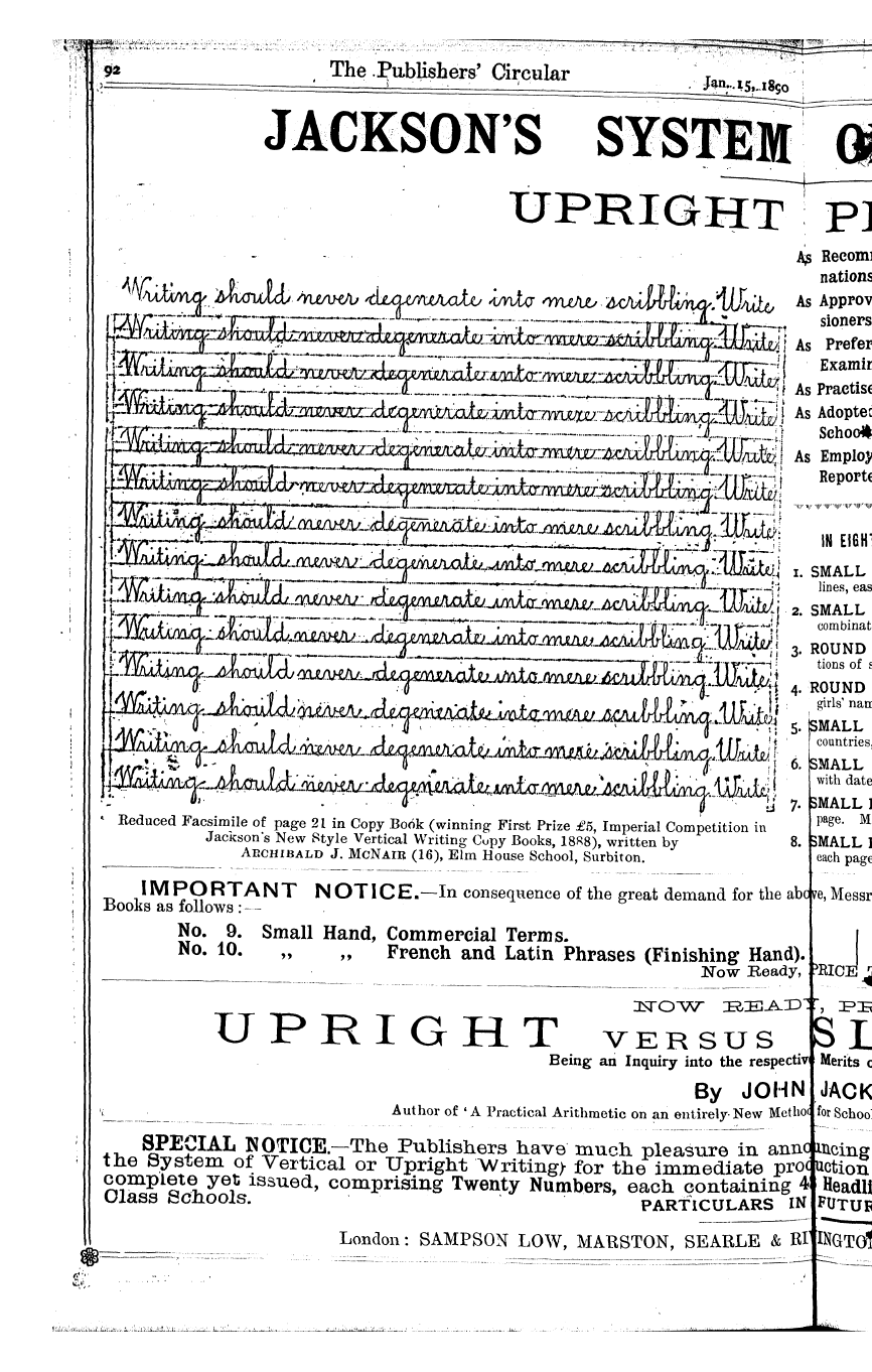 Publishers’ Circular (1880-1890): jS F Y, 1st edition - Ad09401