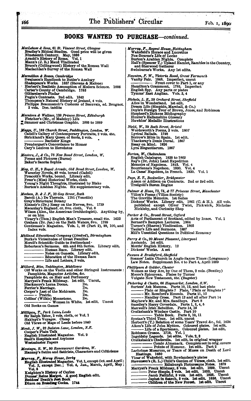 Publishers’ Circular (1880-1890): jS F Y, 1st edition: 64