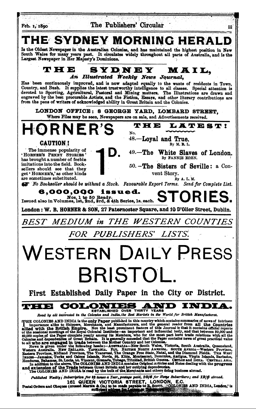 Publishers’ Circular (1880-1890): jS F Y, 1st edition - Ad06703