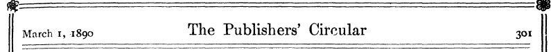 »- w March i, 1890 The Publishers' Circu...