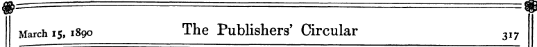 March 15 ,1890 The Publishers' Circular ...