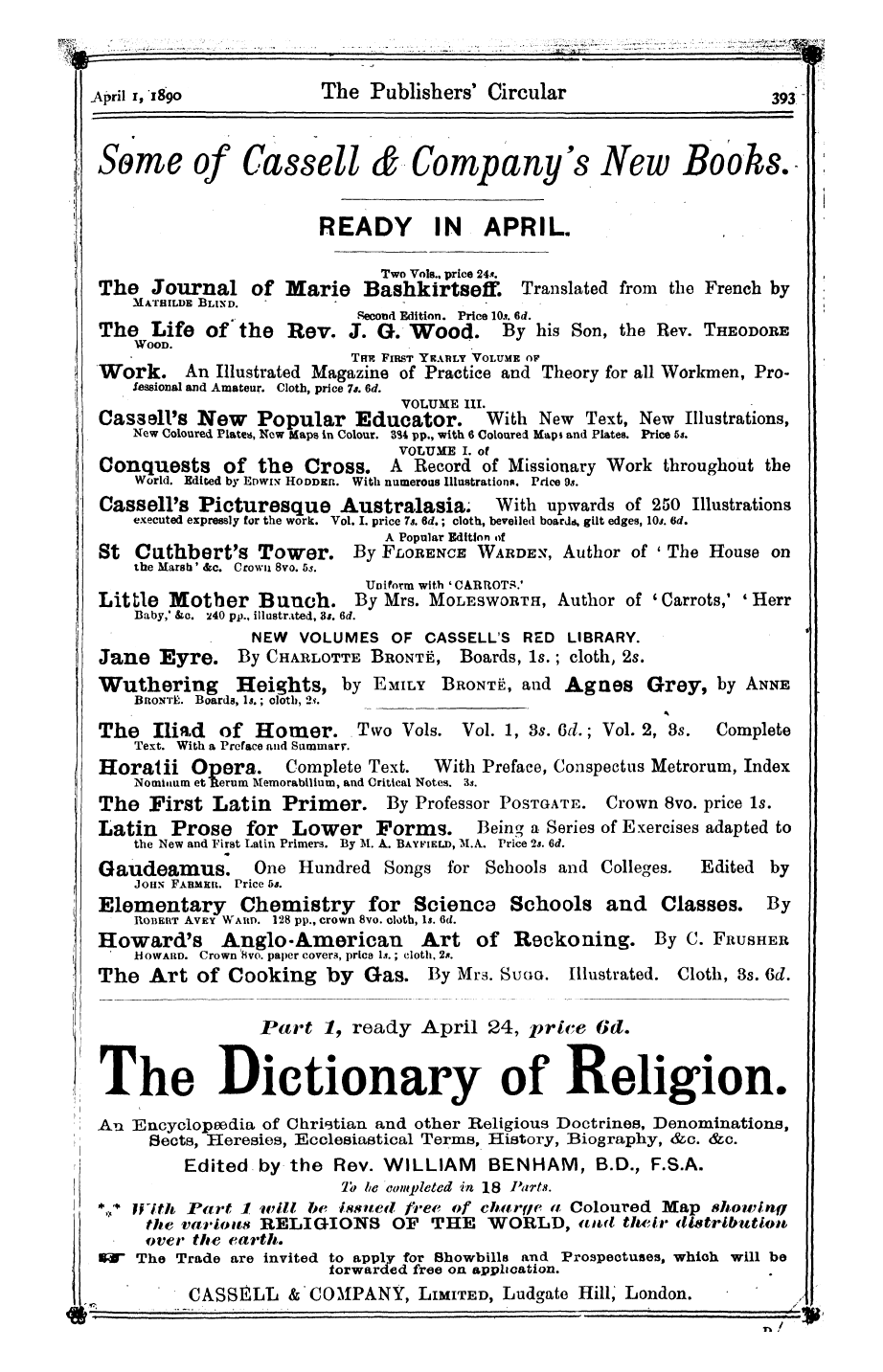 Publishers’ Circular (1880-1890): jS F Y, 1st edition - Ad02902