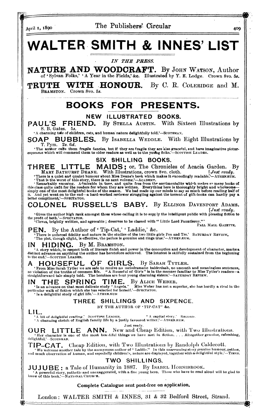 Publishers’ Circular (1880-1890): jS F Y, 1st edition - Ar04700