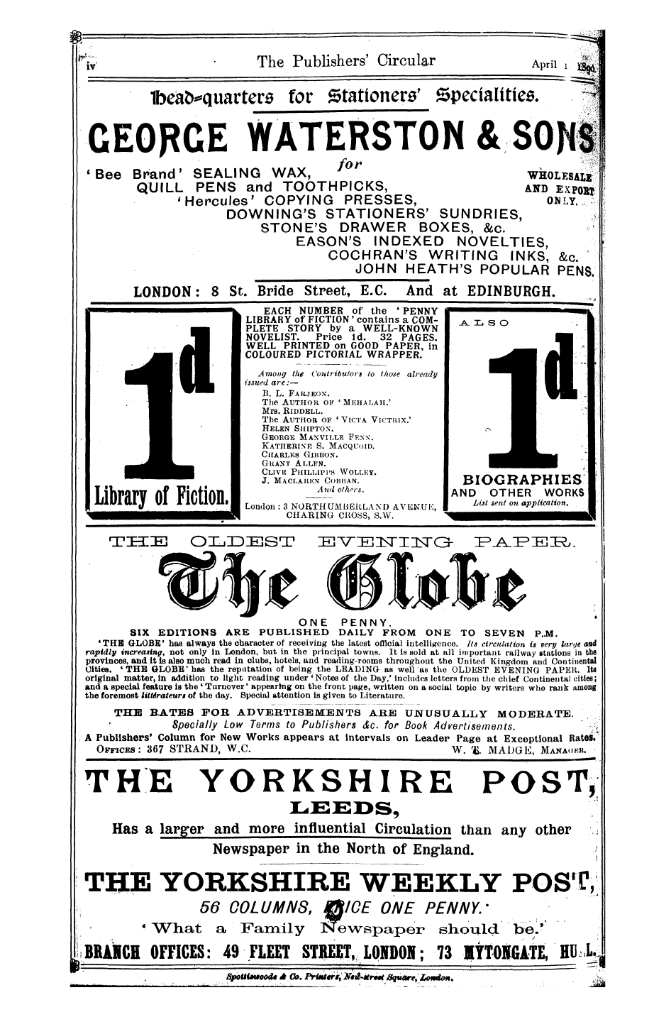 Publishers’ Circular (1880-1890): jS F Y, 1st edition - P- 1 , , , , . _ ¦ 11 -I ¦ , In I ;.';, ...