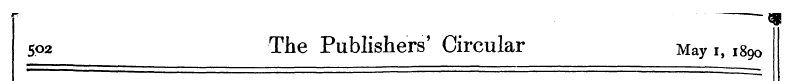 502 The Publishers' Circular May i, 18 9...