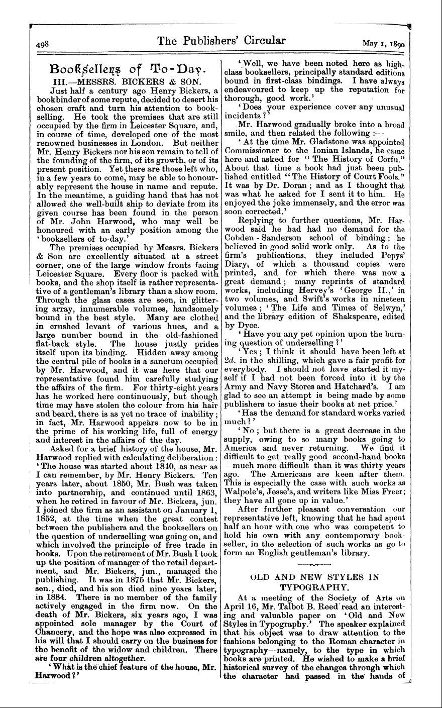 Publishers’ Circular (1880-1890): jS F Y, 1st edition - Old And New Styles In Rmtt\/\ S~*D Tt"W ...