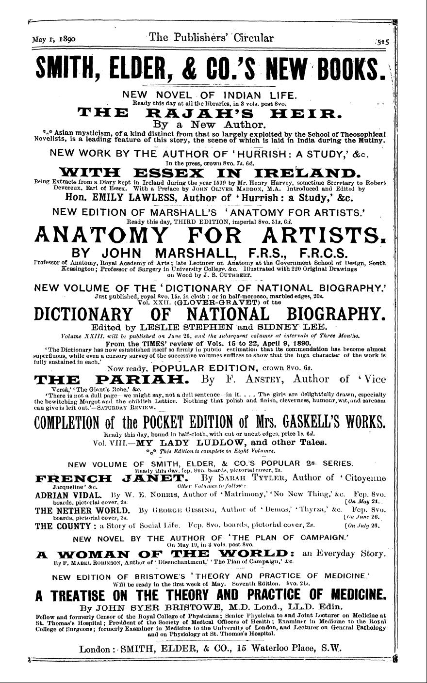 Publishers’ Circular (1880-1890): jS F Y, 1st edition - - ¦ P- S _ R . M I I May 1,1890 The Publ...