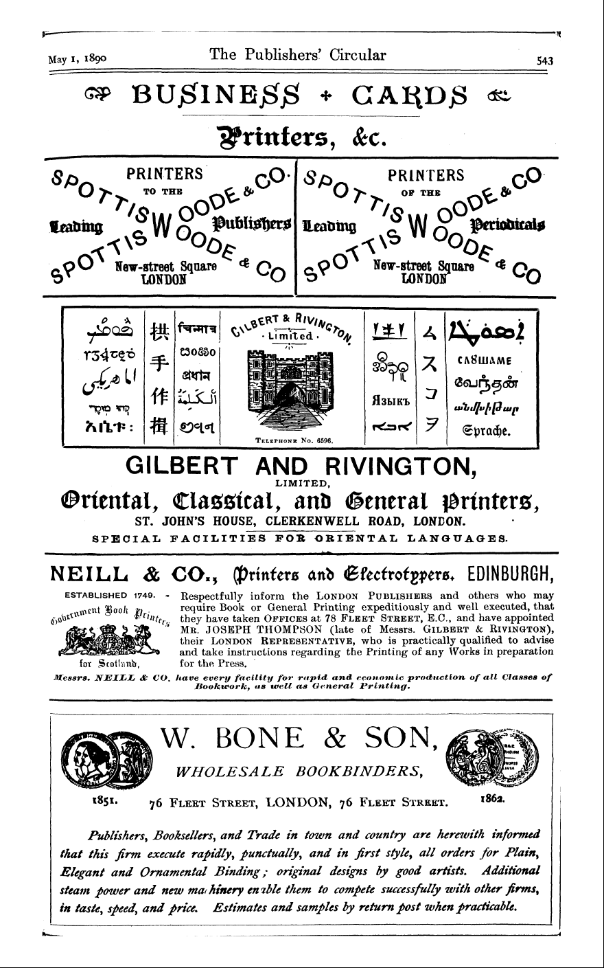 Publishers’ Circular (1880-1890): jS F Y, 1st edition - Ad05903