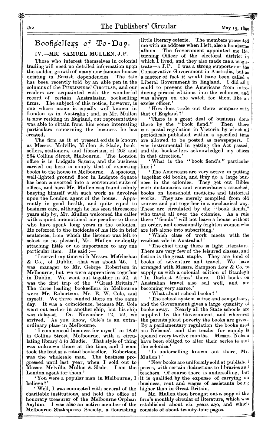 Publishers’ Circular (1880-1890): jS F Y, 1st edition: 10