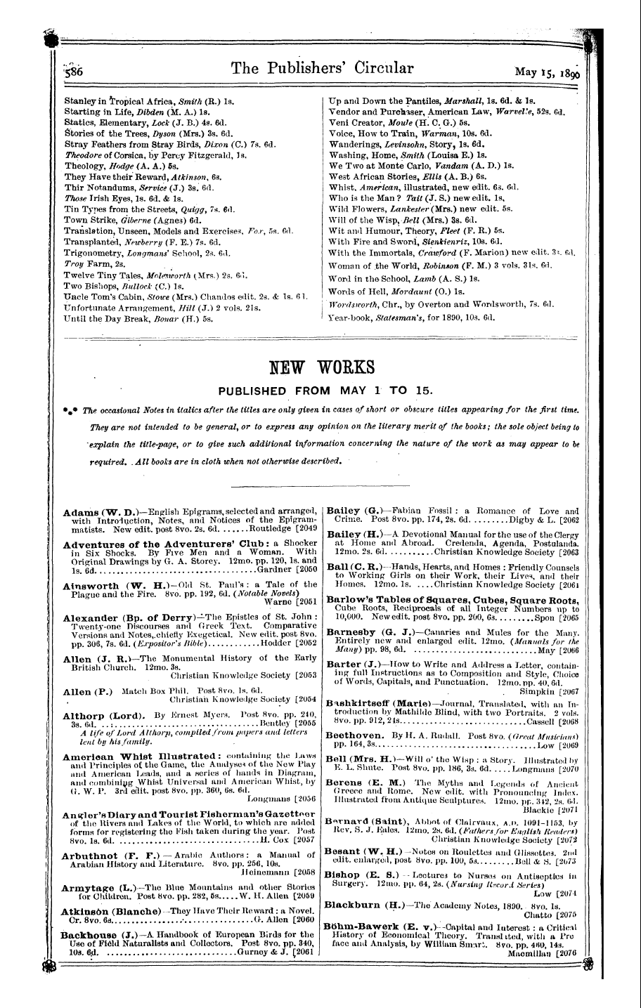 Publishers’ Circular (1880-1890): jS F Y, 1st edition: 36