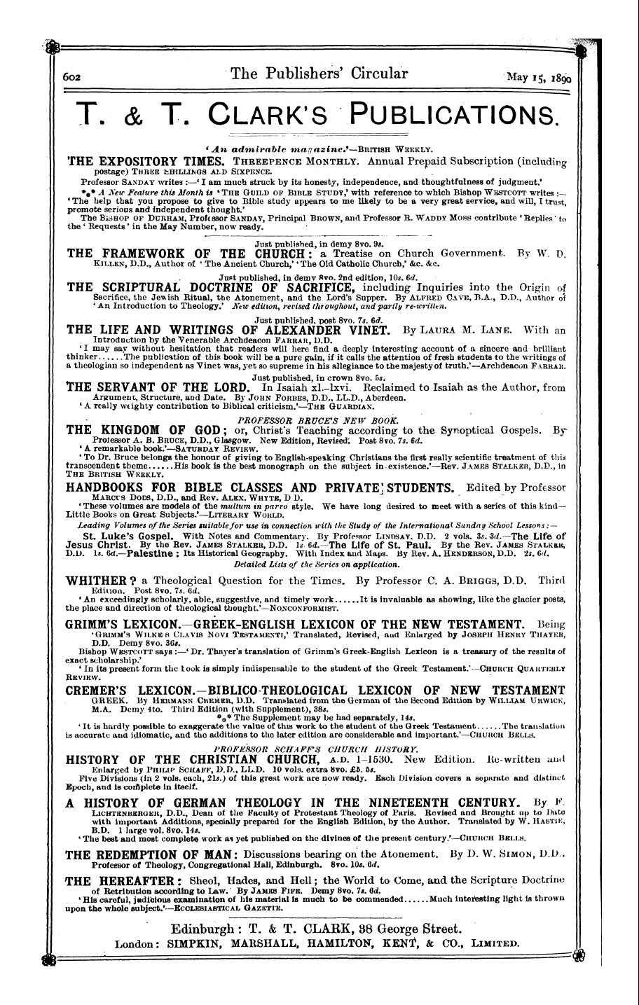 Publishers’ Circular (1880-1890): jS F Y, 1st edition - 6o2 The Publishers' Circular May 15,1890