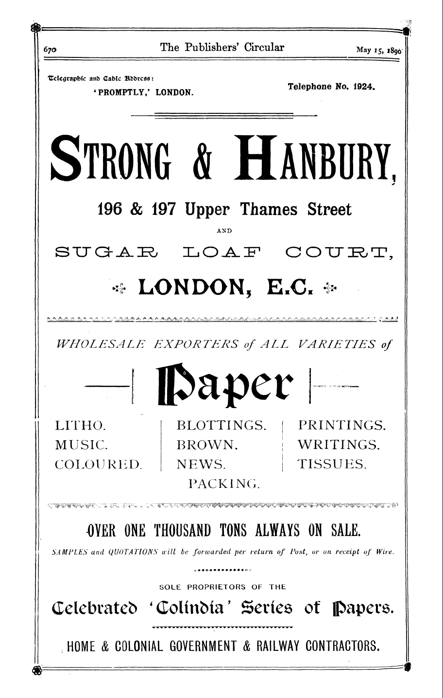 Publishers’ Circular (1880-1890): jS F Y, 1st edition - Ar12000