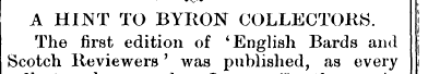A The HINT first TO edition BYRON of ' E...