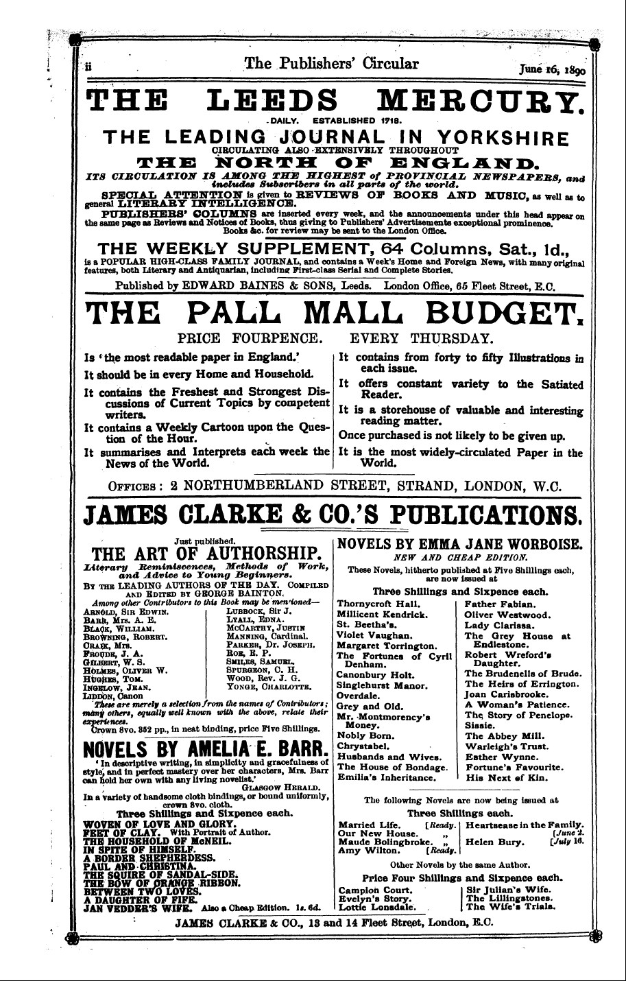 Publishers’ Circular (1880-1890): jS F Y, 1st edition - Ad00202