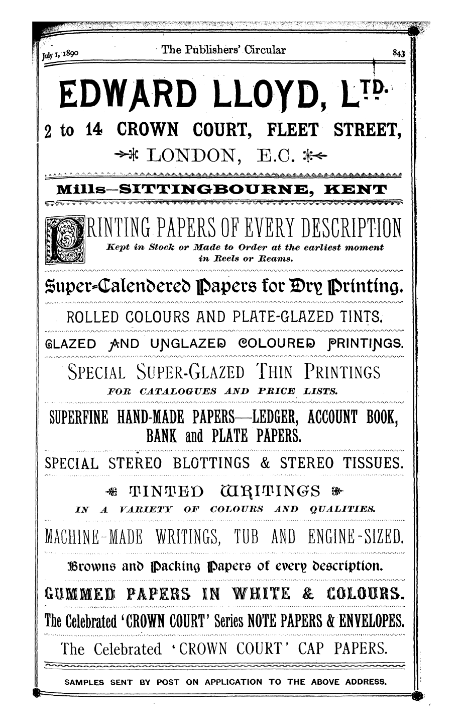 Publishers’ Circular (1880-1890): jS F Y, 1st edition - ; J^.Vi89° The Publishers'circular 843