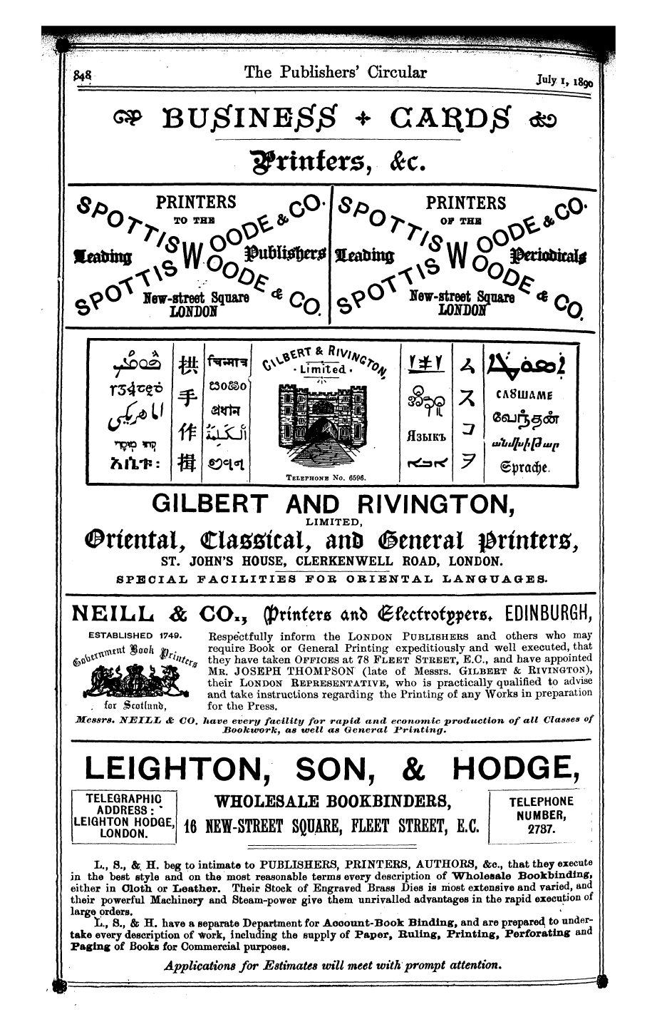 Publishers’ Circular (1880-1890): jS F Y, 1st edition - Ad05403