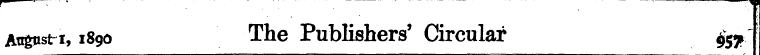 Angnst-i, 1890 The Publishers' Circular ...