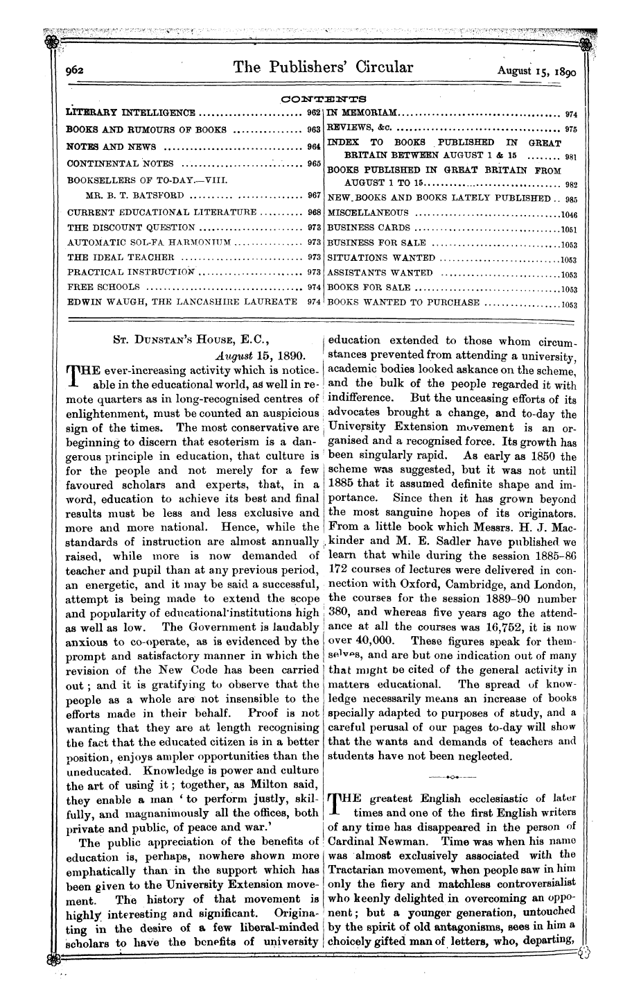 Publishers’ Circular (1880-1890): jS F Y, 1st edition - Ar00400