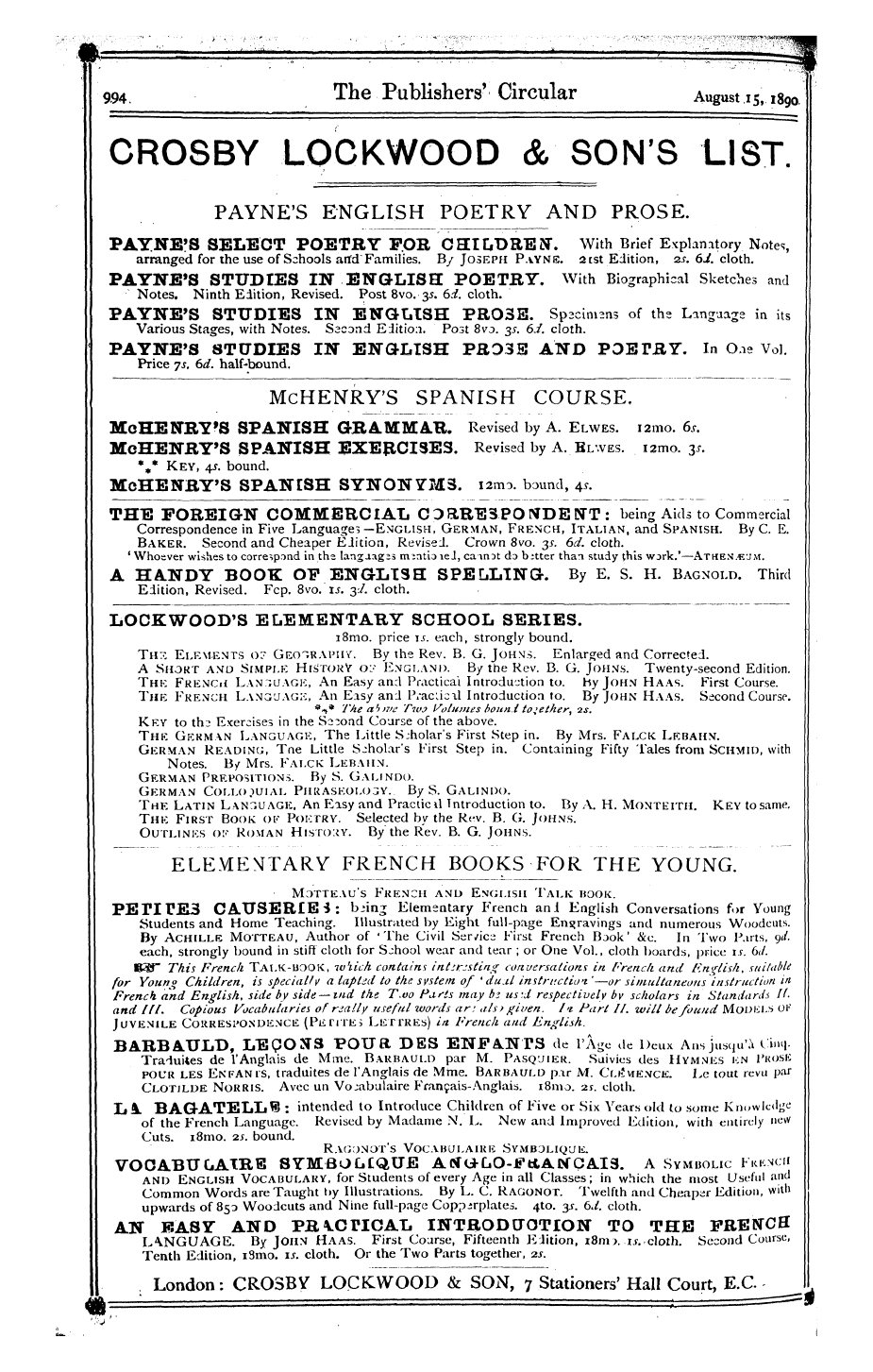 Publishers’ Circular (1880-1890): jS F Y, 1st edition: 38