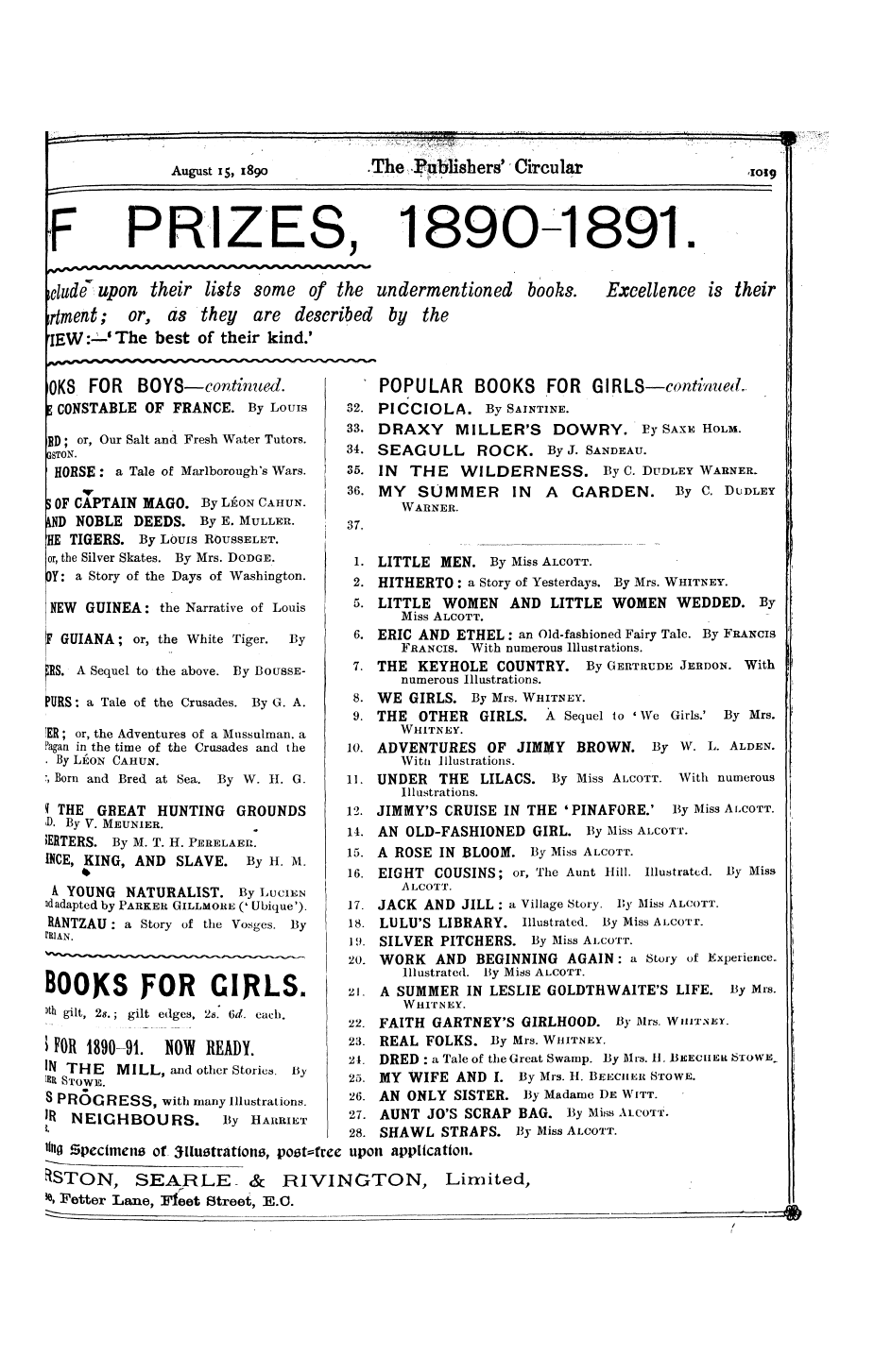 Publishers’ Circular (1880-1890): jS F Y, 1st edition: 63