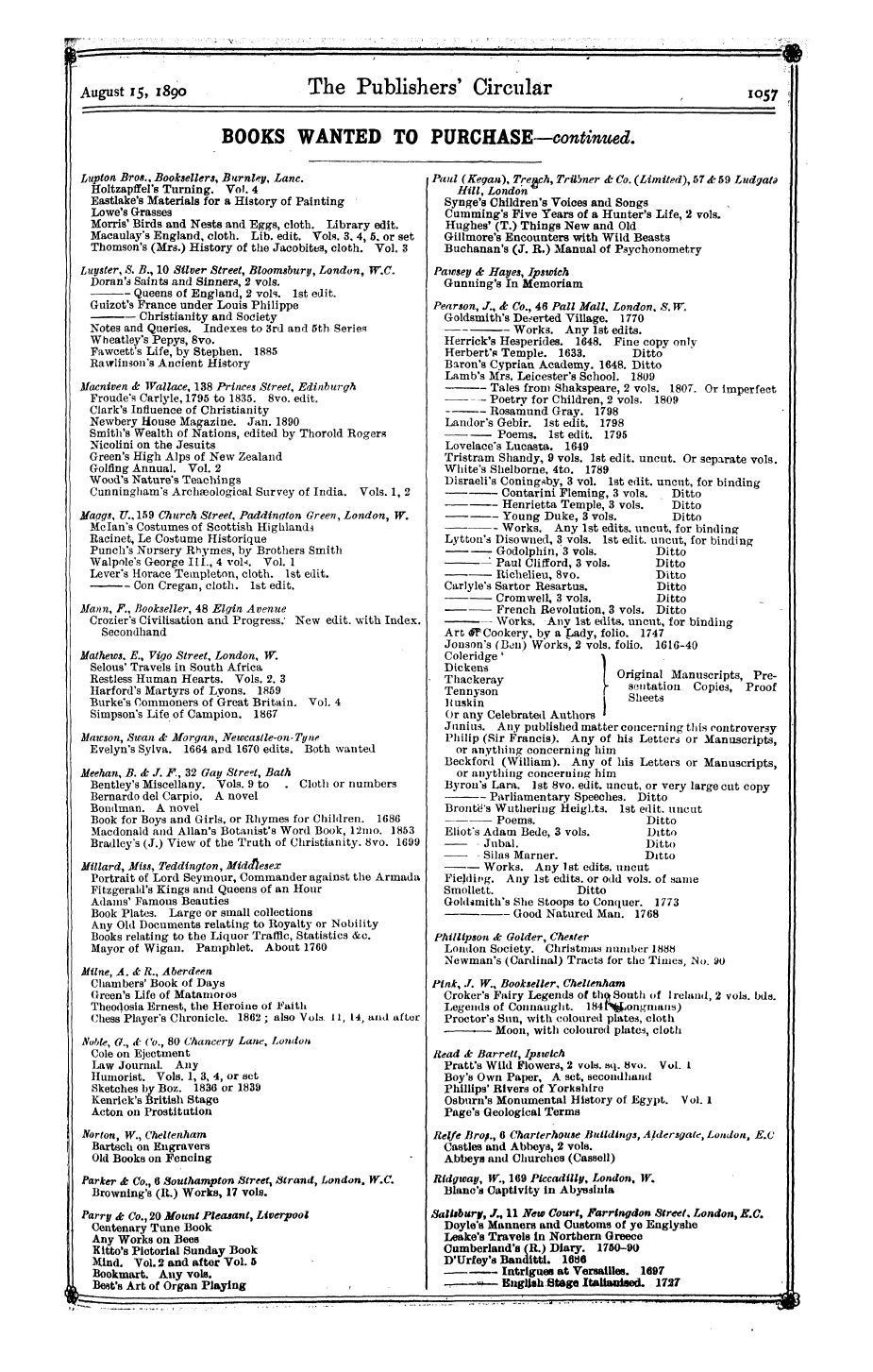 Publishers’ Circular (1880-1890): jS F Y, 1st edition: 101