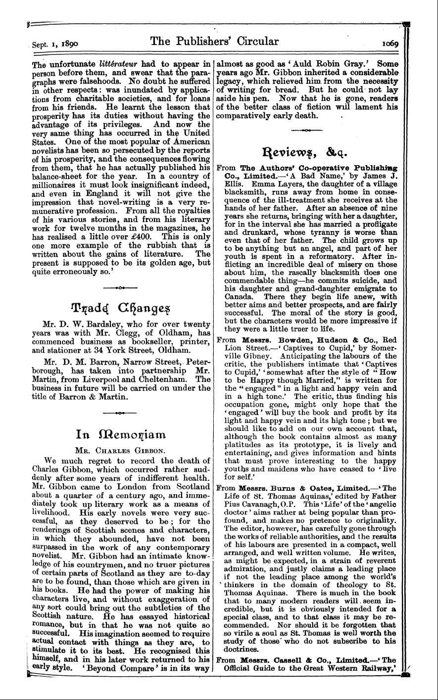 Publishers’ Circular (1880-1890): jS F Y, 1st edition - From The Authors' Co-Operative Publishin...