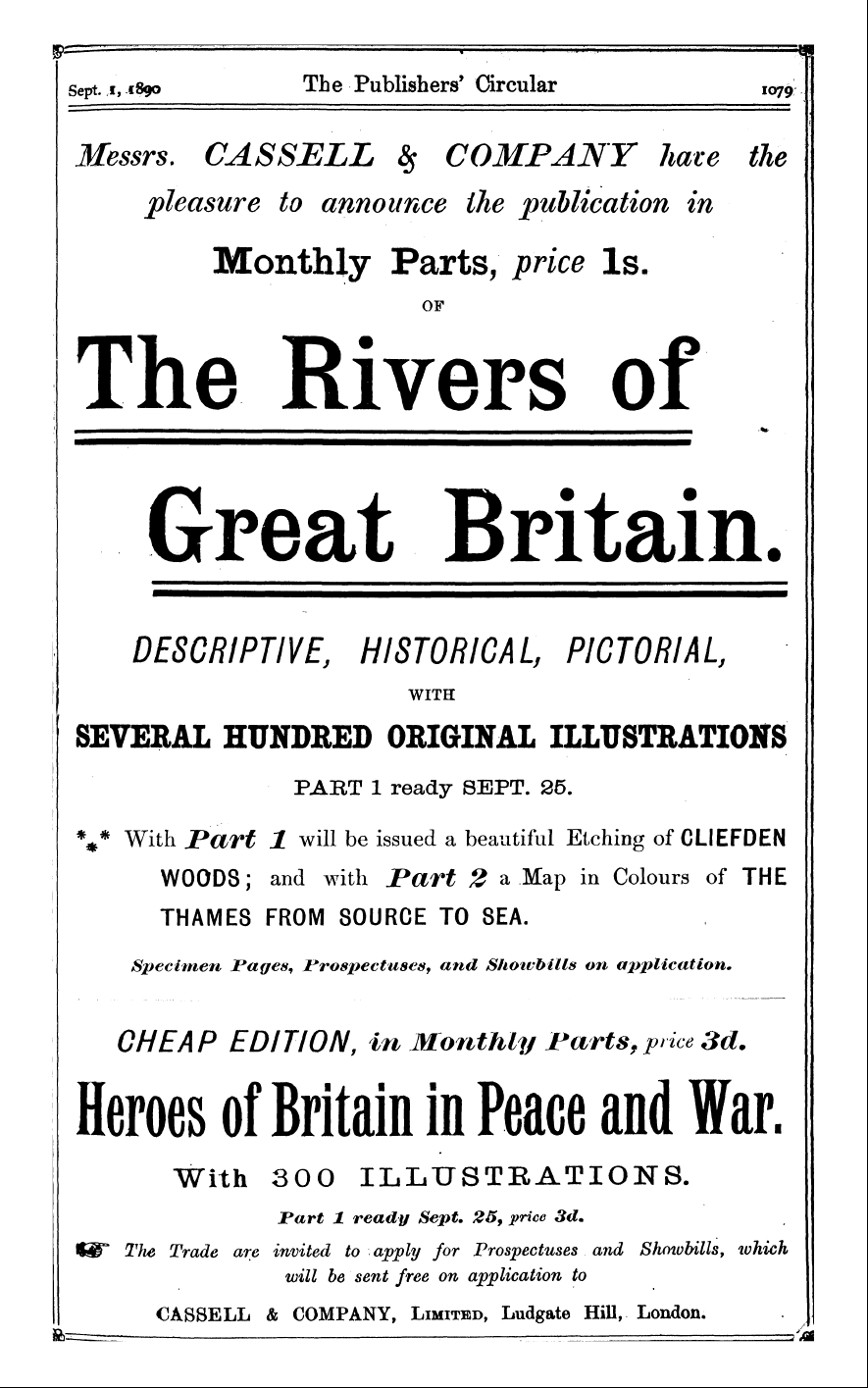 Publishers’ Circular (1880-1890): jS F Y, 1st edition - Ad02501