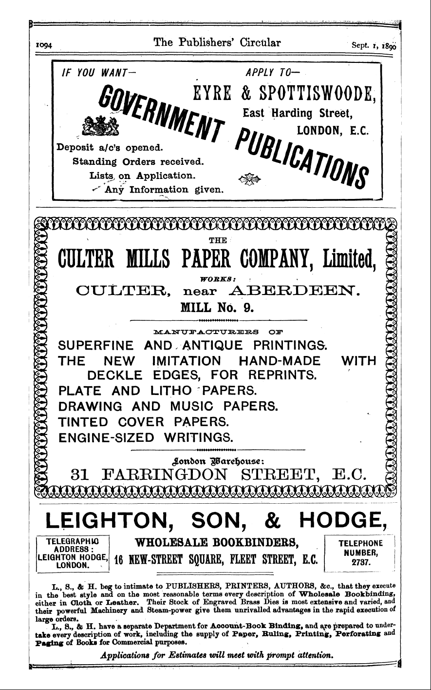 Publishers’ Circular (1880-1890): jS F Y, 1st edition - Ad04003