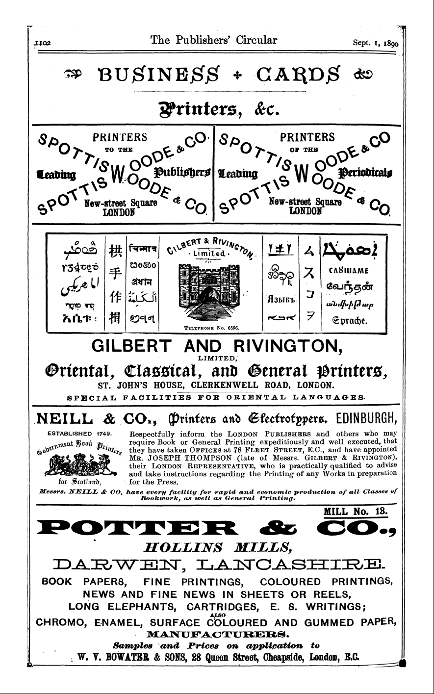 Publishers’ Circular (1880-1890): jS F Y, 1st edition - **&Gt; Bujsflnej&Jg 4- Ca:$D£ &Lt;&&Gt; ^Printers, &C.