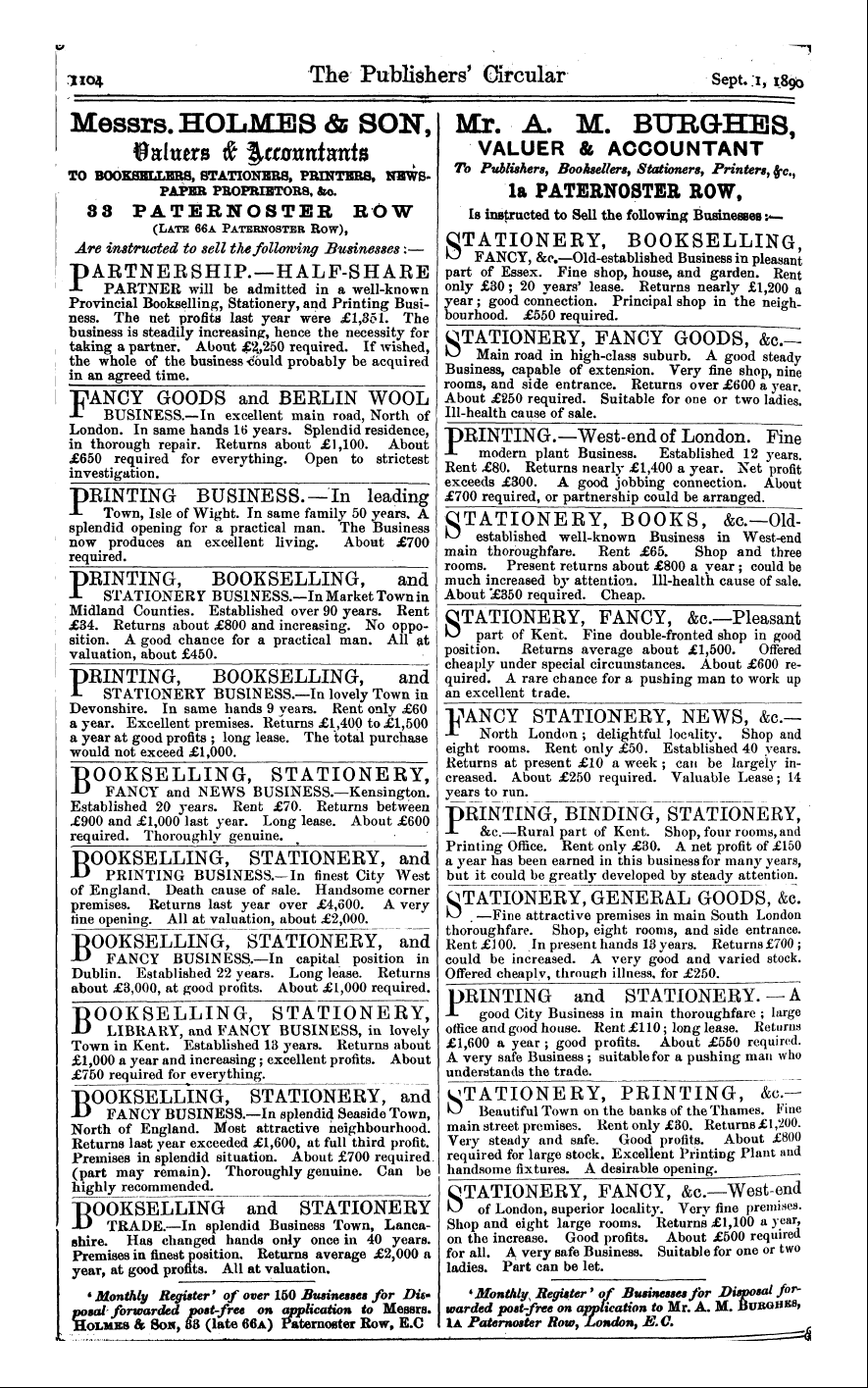 Publishers’ Circular (1880-1890): jS F Y, 1st edition - Ad05002