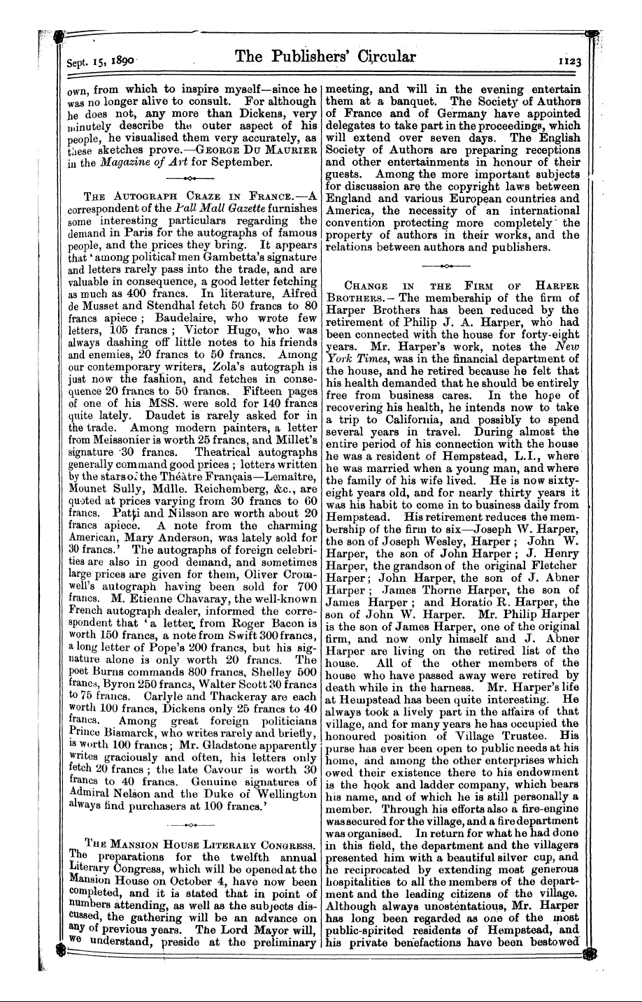 Publishers’ Circular (1880-1890): jS F Y, 1st edition - K>T The Autograph Craze In France.—A