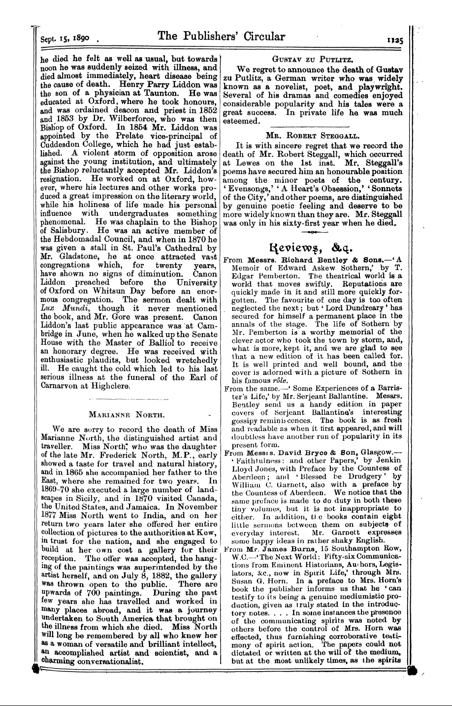 Publishers’ Circular (1880-1890): jS F Y, 1st edition - Mr. Robert Steggall. It Is With Sincere ...