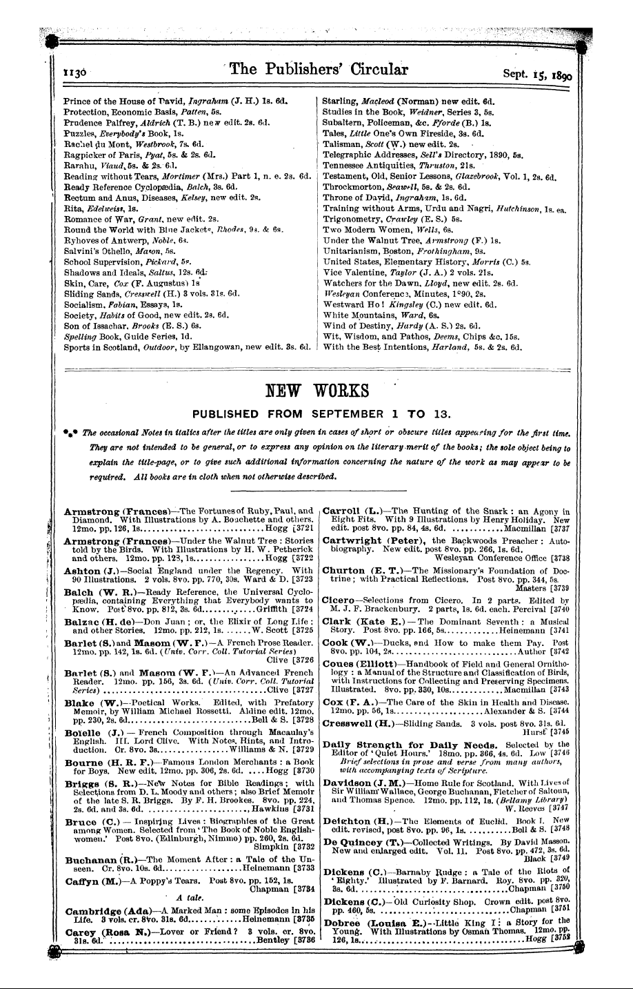 Publishers’ Circular (1880-1890): jS F Y, 1st edition: 22