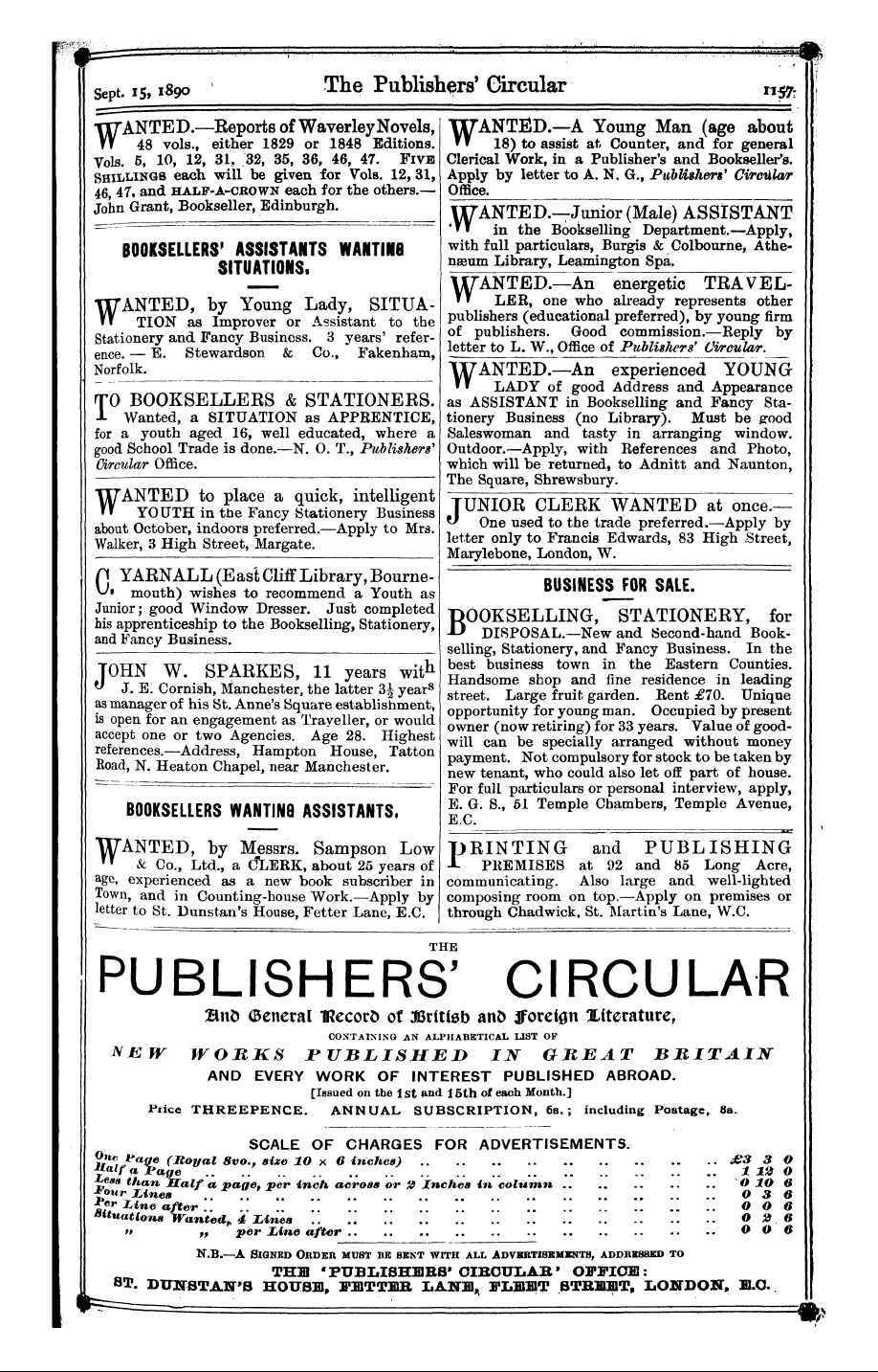 Publishers’ Circular (1880-1890): jS F Y, 1st edition - Ad04910