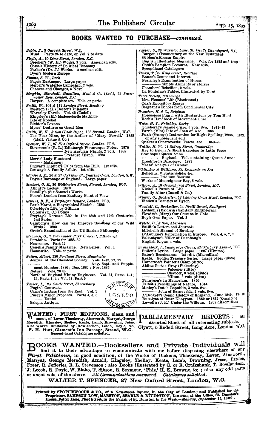 Publishers’ Circular (1880-1890): jS F Y, 1st edition - Ad05404