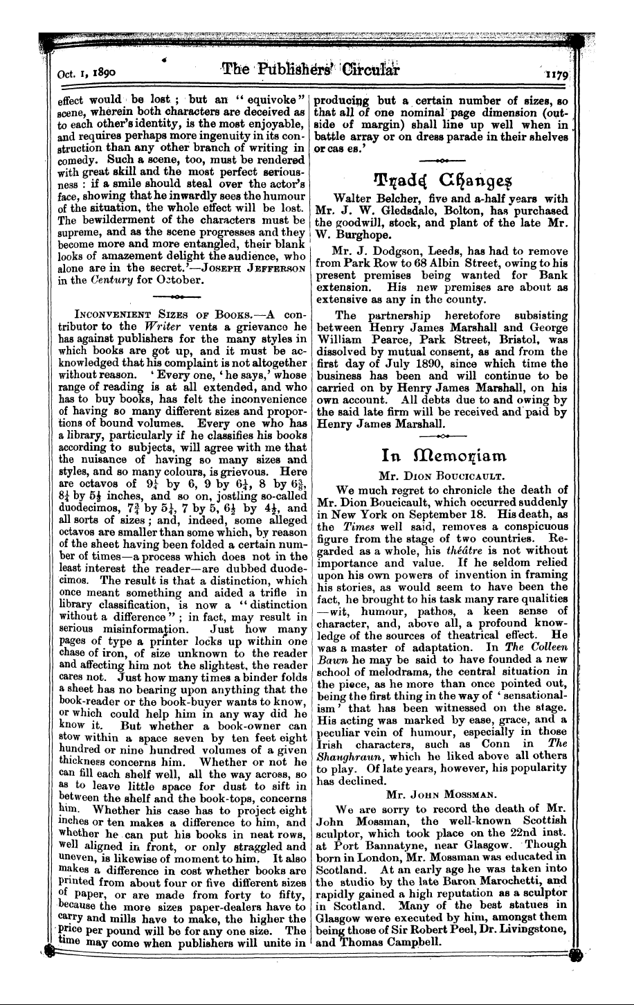 Publishers’ Circular (1880-1890): jS F Y, 1st edition - In Rnemo^Iam