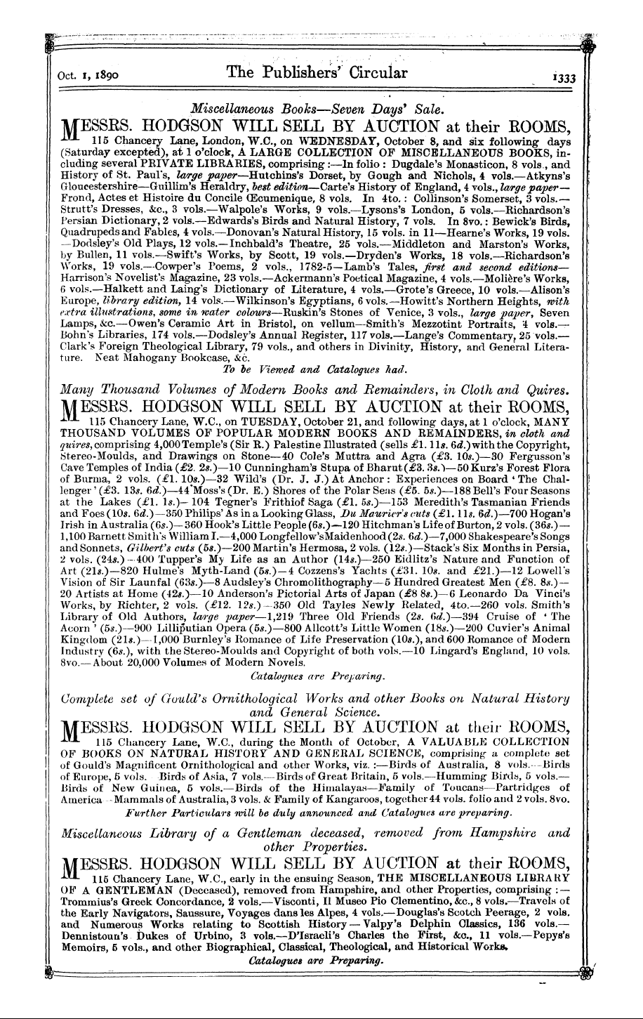 Publishers’ Circular (1880-1890): jS F Y, 1st edition - P= . , * ^