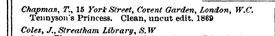 Chapman Tennyso , n T ' . s , 15 Princes...