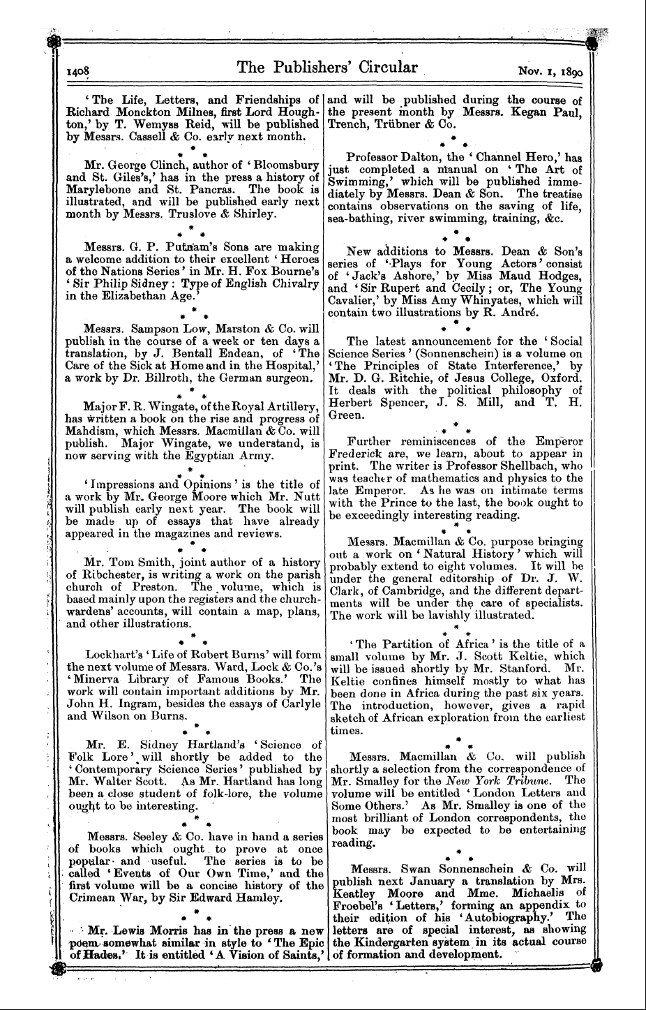 Publishers’ Circular (1880-1890): jS F Y, 1st edition - Boo (I F And X^Umoui^ Of