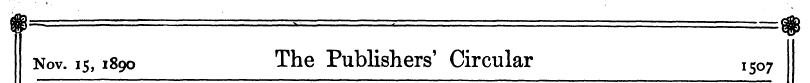 Nov. 15,1890 The Publishers' Circular IS...