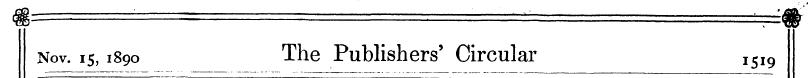 Nov. 15,1890 The Publishers' Circular I5...