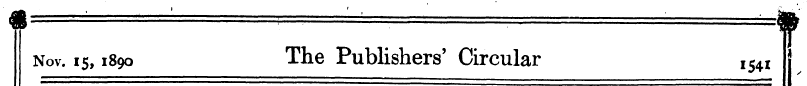 Nov. 15 ,1890 The Publishers' Circular I...