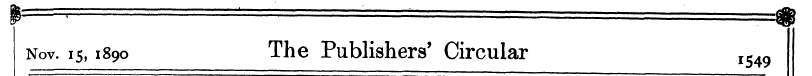 Nov. is, 1890 The Publishers' Circular I...